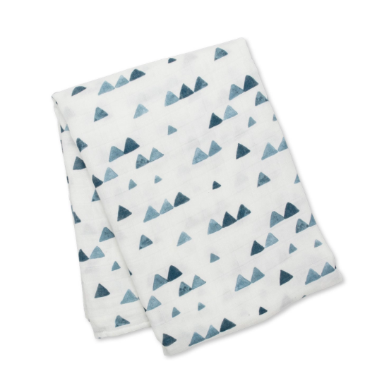 Bamboo Muslin Swaddle - Navy Triangles