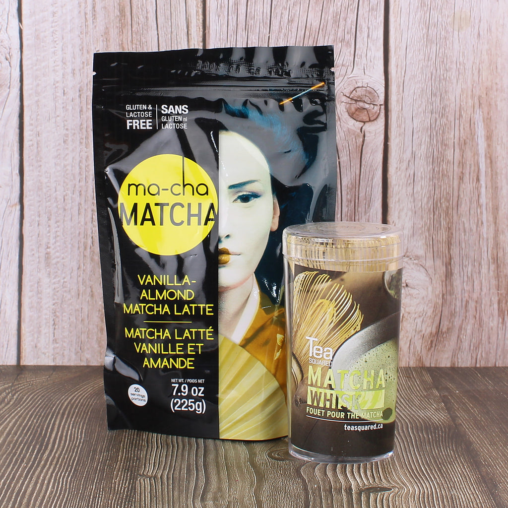 Vanilla Almond Matcha Latte & Bamboo Whisk